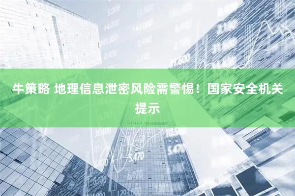 牛策略 地理信息泄密风险需警惕！国家安全机关提示