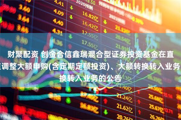 财聚配资 创金合信鑫瑞混合型证券投资基金在直销渠道调整大额申购(含定期定额投资)、大额转换转入业务的公告