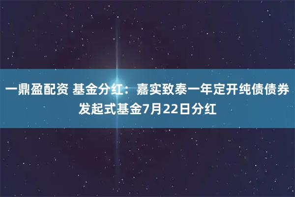 一鼎盈配资 基金分红：嘉实致泰一年定开纯债债券发起式基金7月22日分红